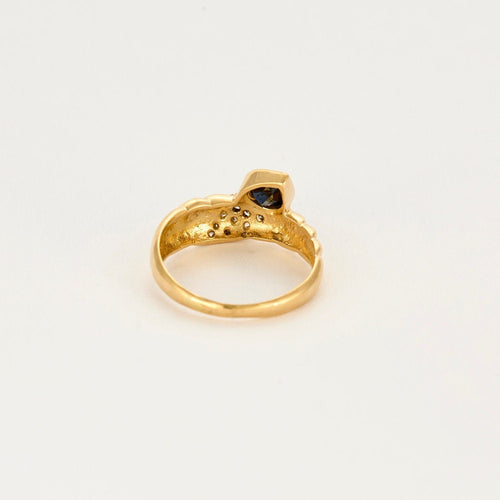 Bague 51,5 Bague or jaune, saphir et diamants 58 Facettes NAR0193