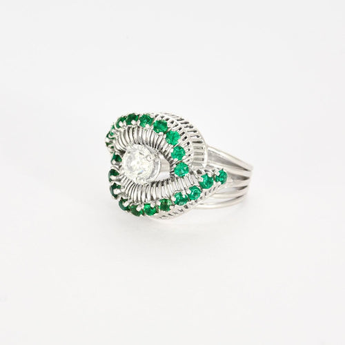 Bague 50 Bague Vintage or, platine, émeraudes et diamants 58 Facettes 1CA00000-23