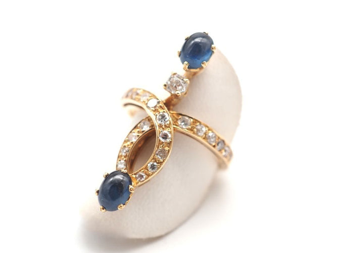 Bague 56.5 Bague Or Jaune, Saphirs et diamants 58 Facettes