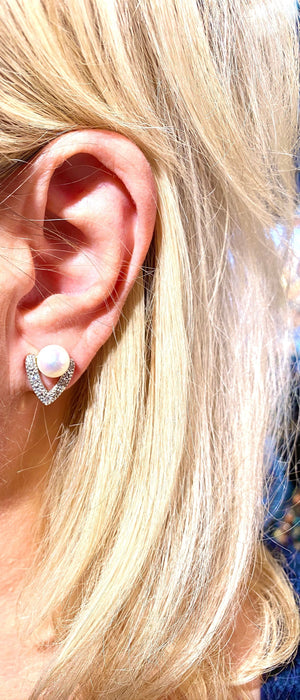 Boucles d'oreilles Boucles d’oreilles or jaune, perles de culture, diamants 58 Facettes AB390