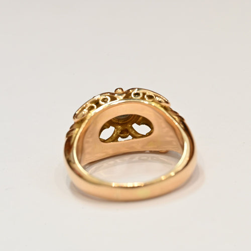 Bague 57.5 Bague or rose, or blanc, diamant - années 50 58 Facettes