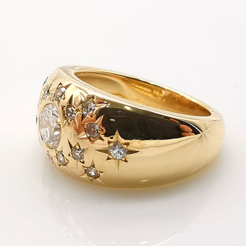 Bague 48 Bague en or jaune diamants 58 Facettes