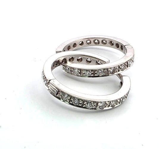 Boucles d'oreilles Boucles d'oreilles en or blanc 18 carats avec diamants 58 Facettes