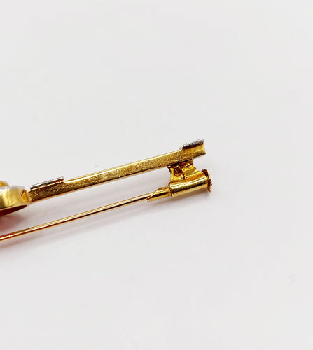 Broche barrette art déco en or 18k et pierre rouge 58 Facettes A06478