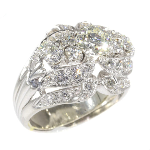 Bague 59 Échos de la mode des années 1950 : bague en platine et diamant 58 Facettes 21174-0487