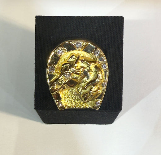 Bague 66 Bague or jaune et diamants , Fer à cheval 58 Facettes