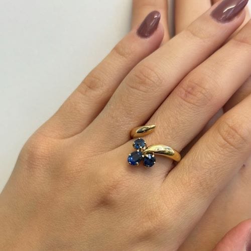 Bague 54 Bague Or jaune Saphirs 58 Facettes 34048