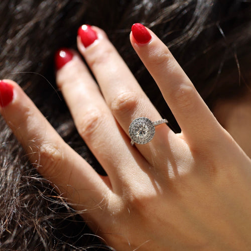 Bague 50 Solitaire Or Gris et Diamant 58 Facettes