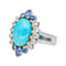 Bague 51 Bague Marquise  Or blanc Turquoise, Diamant, Saphir 58 Facettes 4654147CN
