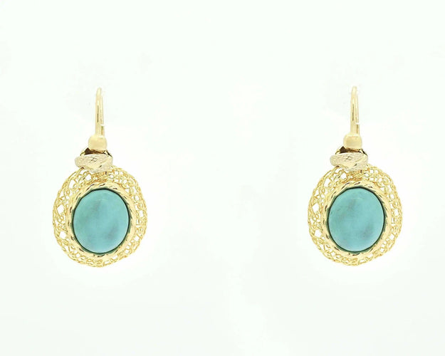 Boucles d'oreilles Boucles d'oreilles en or jaune ornées de turquoise 58 Facettes 10503