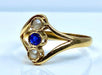 Bague 54 Bague or jaune, perles et pierre bleue 58 Facettes AB427