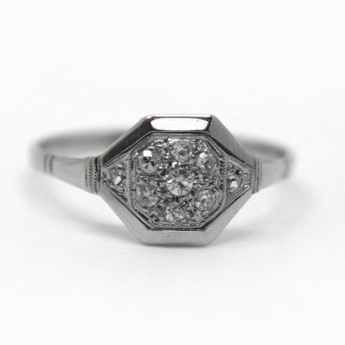 Bague 58 Bague octogonale Art Déco or blanc diamants 58 Facettes