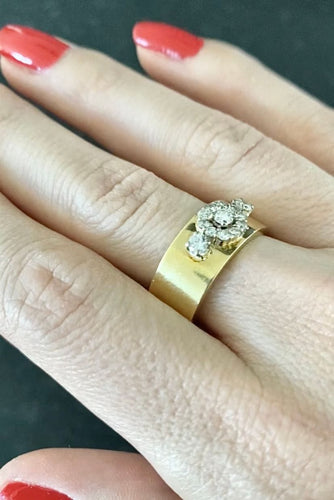 Bague 58 Bague bandeau en or jaune diamants 58 Facettes