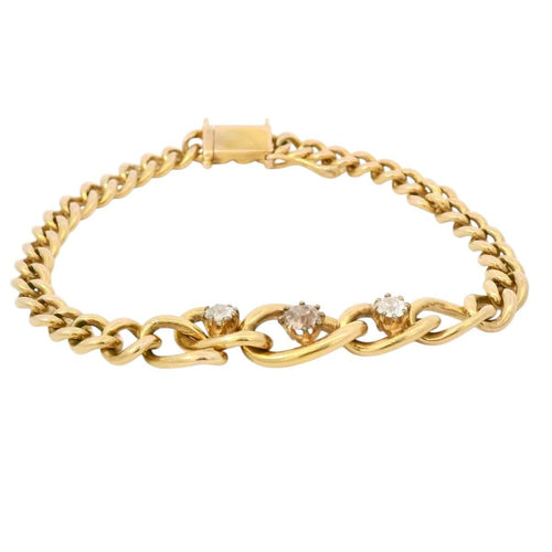 Bracelet bracelet en or et diamants Old Mine 18 carats 58 Facettes