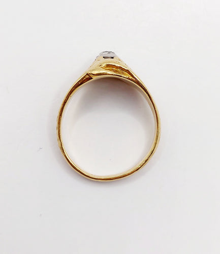 Bague 62.5 Bague chevalière chimère en or 18k et platine avec diamant taille ancienne 58 Facettes A06450