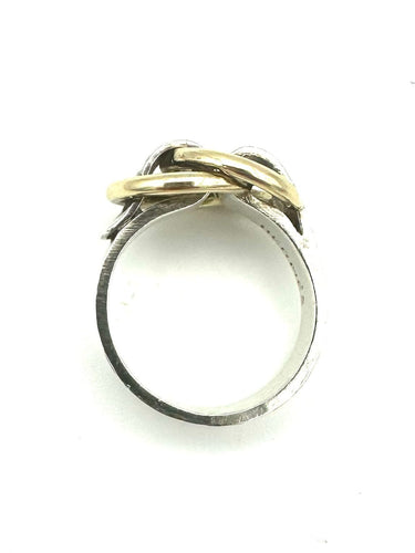 HERMES/GAETAN DE PERCIN. Vintage-Ring silber und 18K Gelbgold 