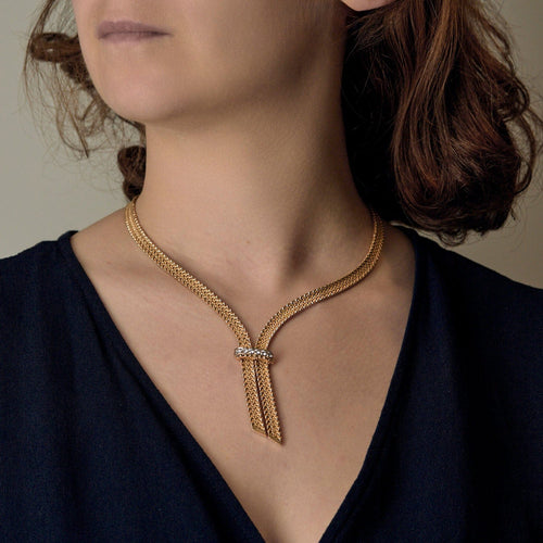 Collier Collier négligé en or jaune et or blanc, diamants 58 Facettes SQU3784