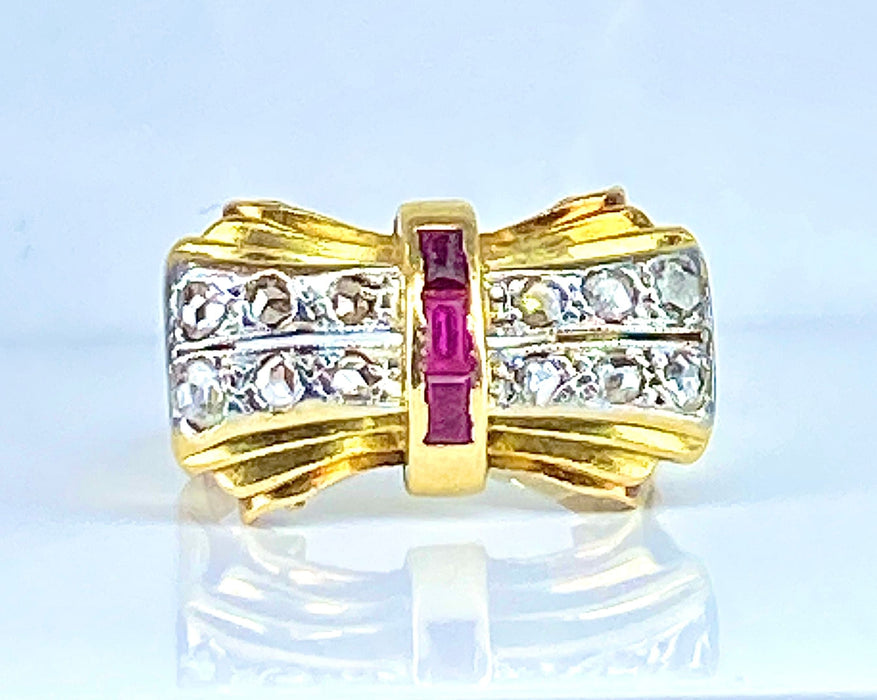 Bague 53 Bague Tank en or jaune 18 carats et diamants, vers 1930/1940 58 Facettes AB465