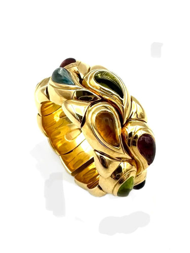 Bague 55 CHOPARD. Collection "Casmir", bague or et pierres de couleur 58 Facettes