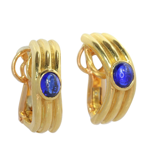 Boucles d'oreilles Boucles d'oreilles vintage signées Boucheron serties de saphirs cabochons 58 Facettes 17342-0280