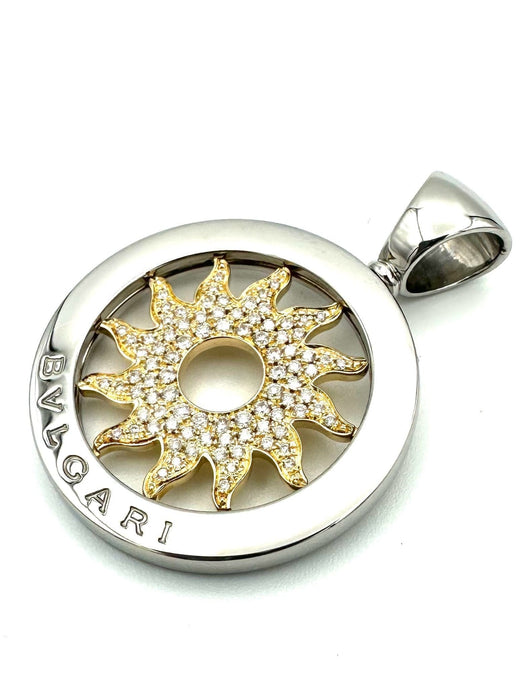 Pendentif BULGARI - Collection Tondo pendentif en or et acier diamants 58 Facettes