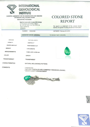 Collier Collier Or Blanc 18K Emeraude et diamants 58 Facettes