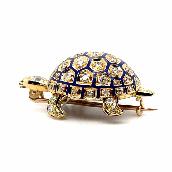 Broche Broche tortue en or, émaillée et sertie de diamants 58 Facettes 1.0002596/3