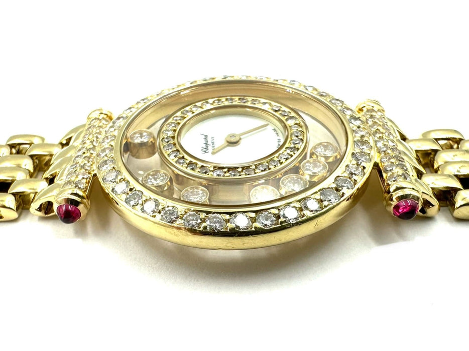 Montre CHOPARD - Montre Happy Diamonds or jaune, diamants et rubis 58 Facettes