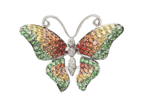 Broche Broche papillon en or blanc, citrine, topaze et péridot 58 Facettes 33134