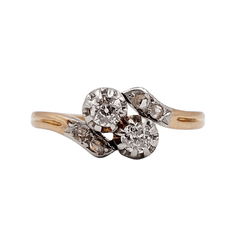 Bague toi et moi or rose, diamants taille ancienne (circa 1900) 58 Facettes A06235