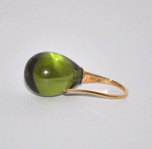 Boucles d'oreilles Boucles D'Oreilles Pendantes Quartz Olive Et Or Jaune 58 Facettes