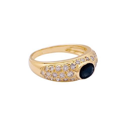 Bague 52 Bague vintage or jaune, diamants, saphir. 58 Facettes 34389