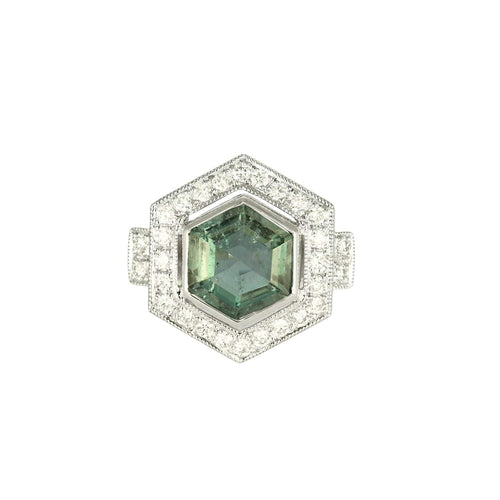 Bague Bague hexagonale tourmaline diamants 58 Facettes
