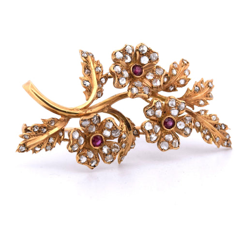 Broche Broche vintage avec rubis et diamants brillants 58 Facettes