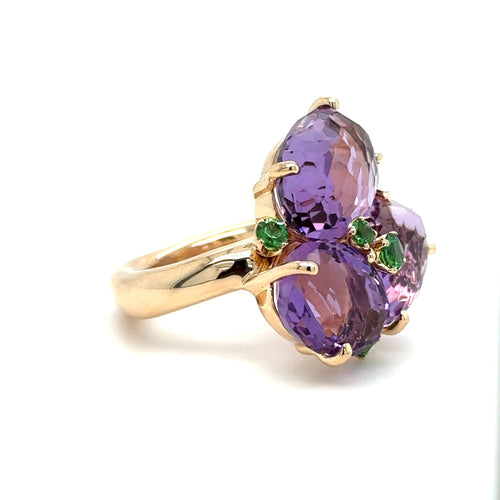 Bague 55 POMELLATO - BAGUE BAHIA OR ROSE - AMÉTHYSTES ET TSAVORITES 58 Facettes RÉF 1_0002311/2