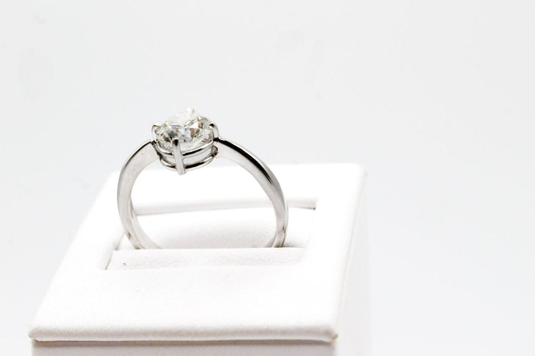 Bague 56 Solitaire or blanc et diamant 58 Facettes 240214