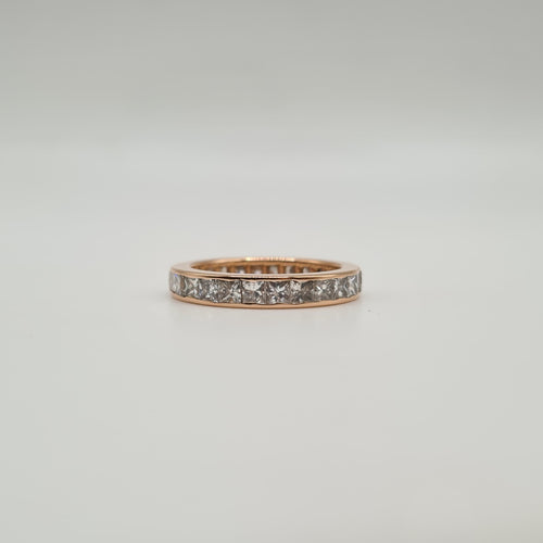 Bague 55 Alliance tour complet or rose sertie de diamants princesses 58 Facettes