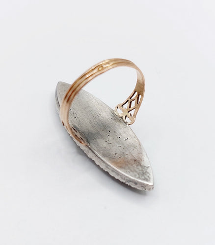 Bague 55.5 Bague marquise « Au firmament » en or rose 18K, émail bleu et marcassite 58 Facettes A06380