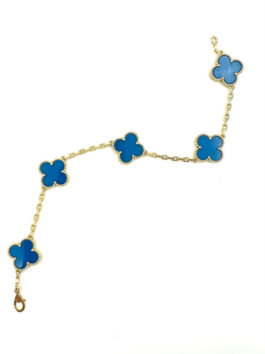 Bracelet VAN CLEEF & ARPELS. Collection "Alhambra vintage", bracelet or jaune et agate 58 Facettes