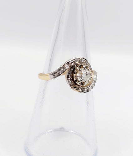 Bague 53 Bague tourbillon antique en or 18k et platine et diamants (circa 1900) 58 Facettes A06348