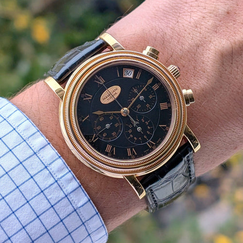 Montre Parmigiani Fleurier - Montre Toric Chronographe Date Or Rose réf. 361 Zenith El Primero 400 Cadran Guilloché Grain d'Orge Noir 58 Facettes