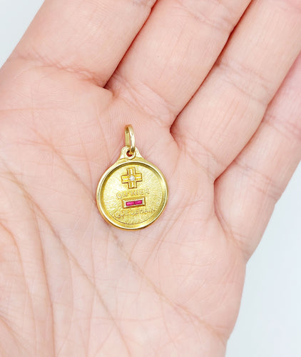 Pendentif Augis - Pendentif médaille d'amour en or 18k, diamant et rubis 58 Facettes A06444