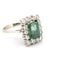 Bague 55 Bague en or blanc 18 carats avec émeraude et diamants 58 Facettes