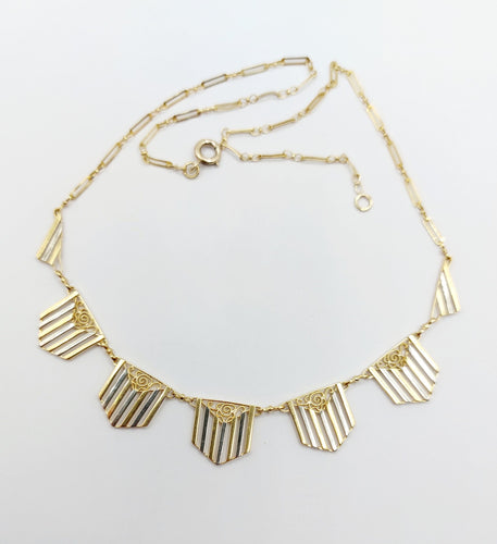 Necklace Necklace Art Deco filigree patterns in 18k yellow and white gold 58 Facettes A04100