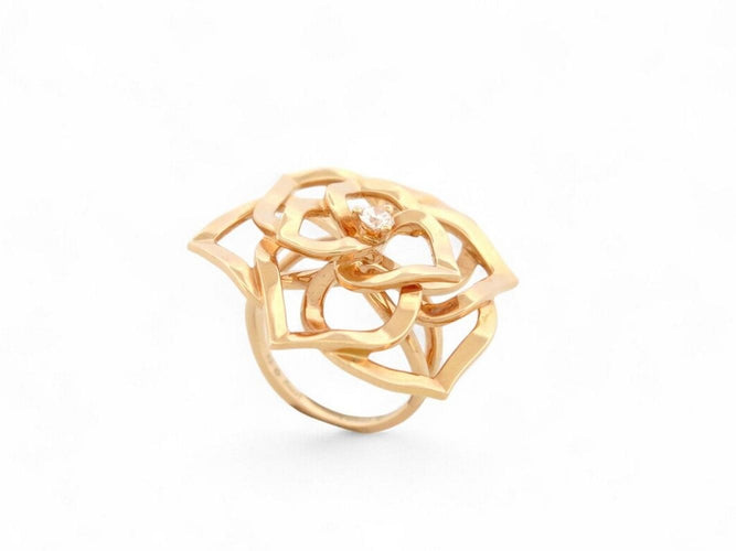 Bague 52 bague PIAGET rosa rose cocktail t52 en or rose 18k 11gr diamant 58 Facettes 269782