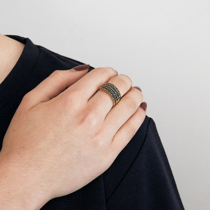 Gold and Sapphire multi-ring ring