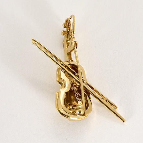 Broche Broche or jaune à motif de violon 58 Facettes PL09