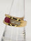 Bague 55 Bague bandeau or jaune ornée d'un rubis et de diamants 58 Facettes