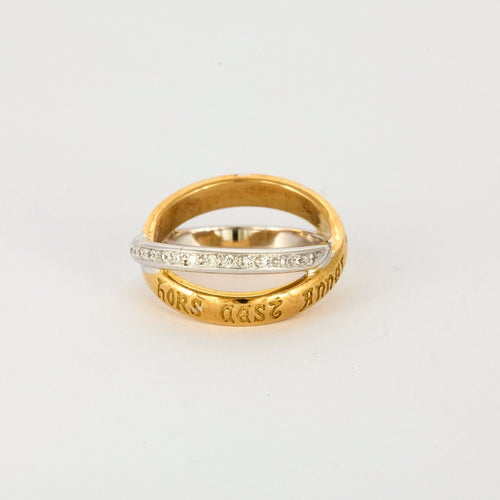 52 MELLERIO - L'Annel - Bague croisée or jaune, or blanc et diamants 58 Facettes J1YW203-0D52