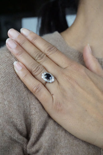 Bague 48 Bague pompadour saphir diamants Art Déco 58 Facettes SQ0030869